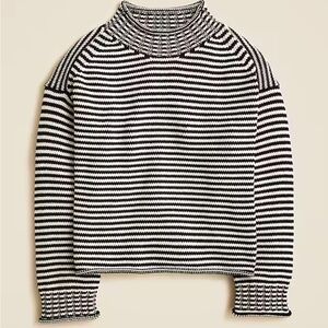 J Crew Black and White Stripe Rollneck Sweater